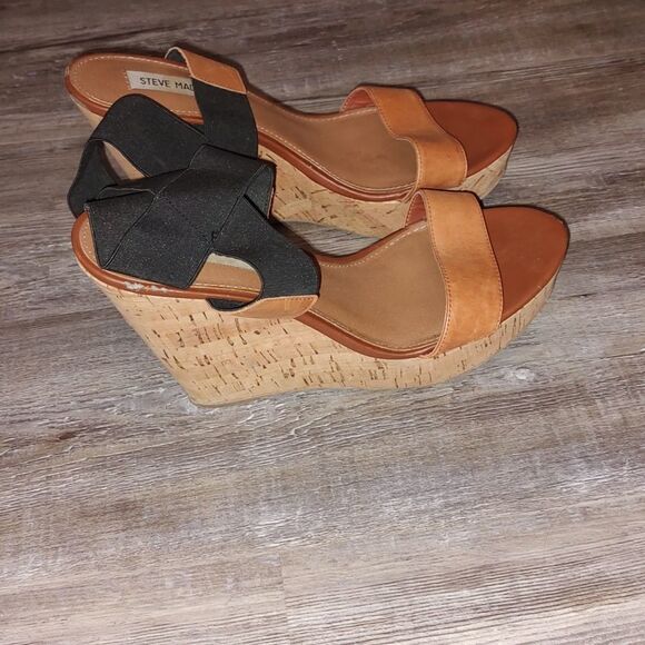 Steve Madden Ropper summer night out kork  platform wedges  Sz 10 - Picture 5 of 6